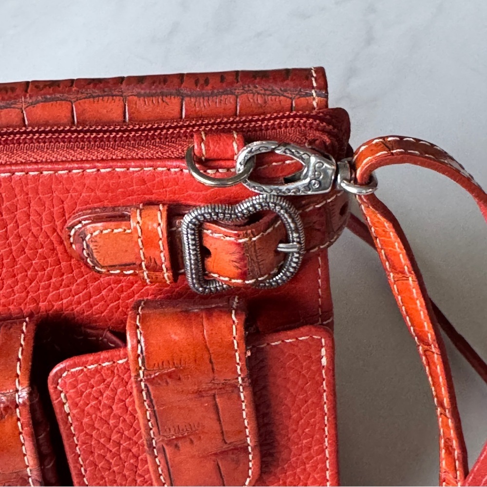 Brighton Burnt Orange Crossbody Organizer Leather Bag near perfect condition - Picture 5 of 12